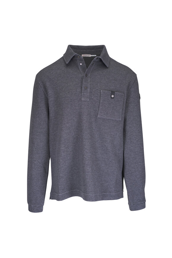 Moncler Gray Long Sleeve Pocket Polo - view 1