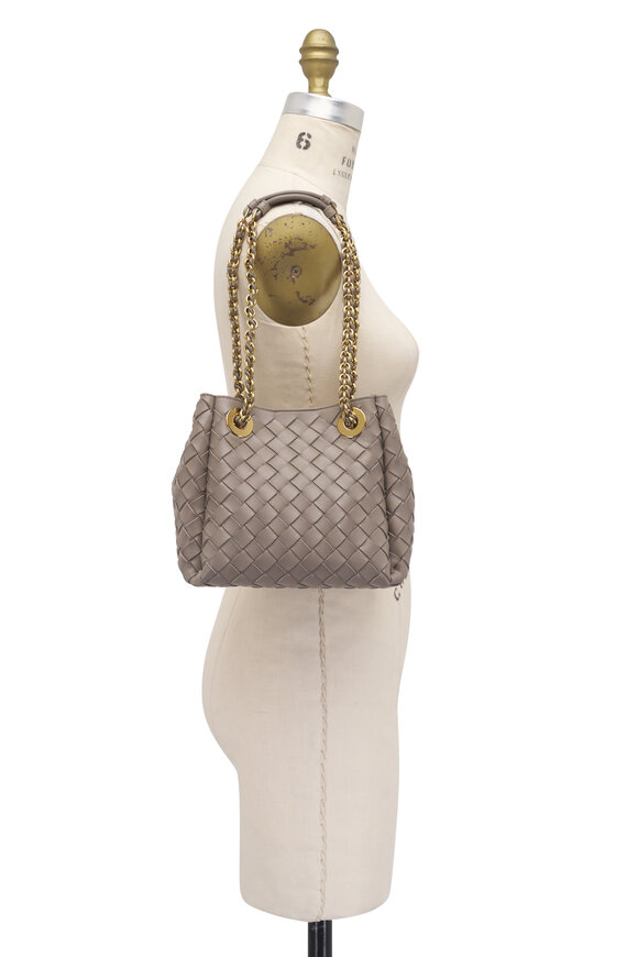 Bottega Veneta Small Parachute Chain Limestone Woven Leather Bag - view 5