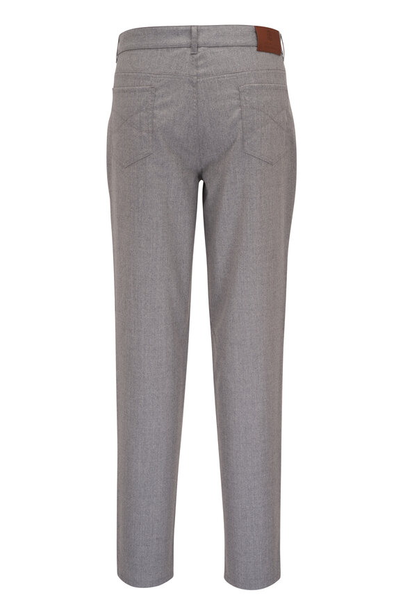 Brunello Cucinelli - Gray Wool Flannel Five Pocket Pant 