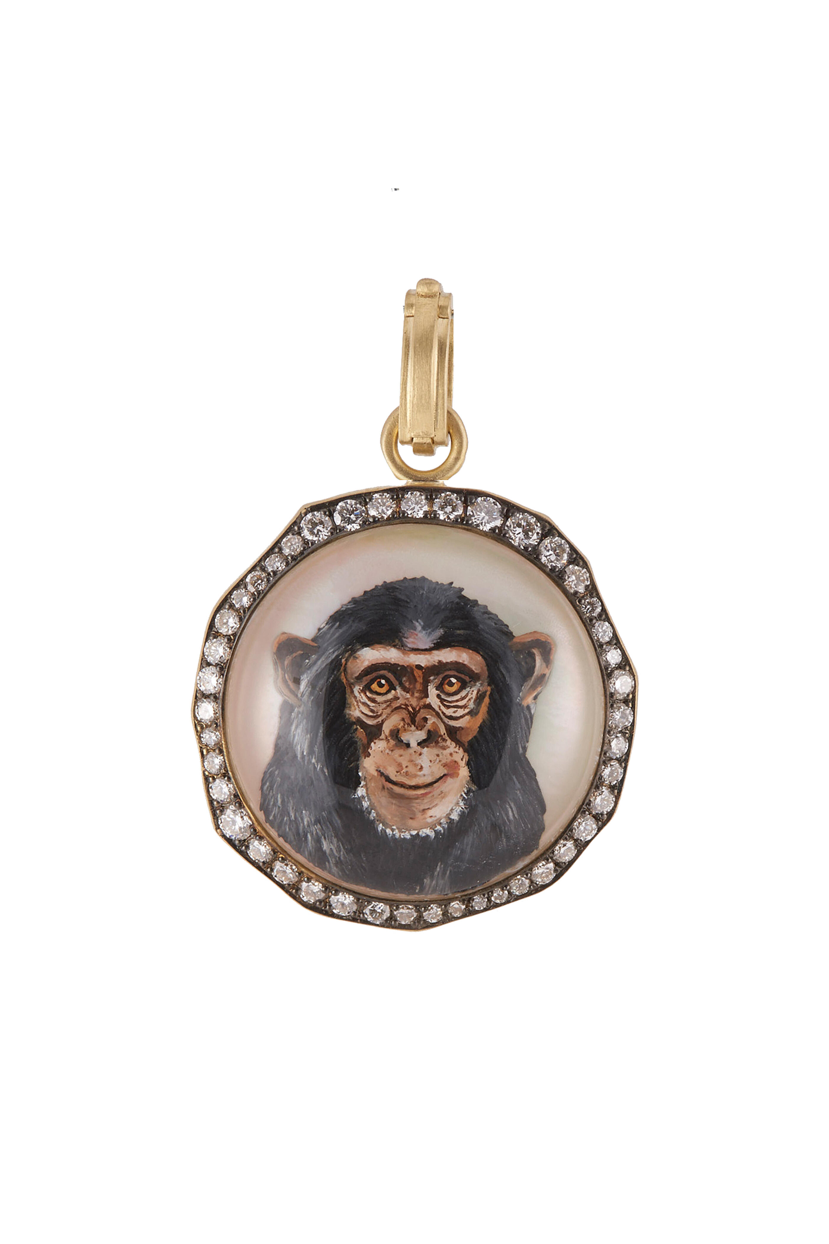 Sylva & Cie - 18k Yellow Gold Monkey Pendant - view 1