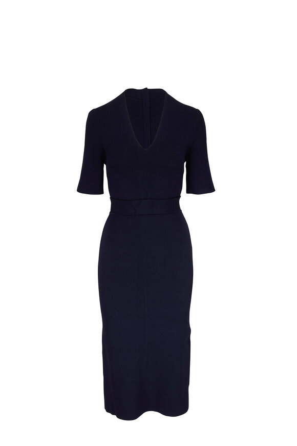 Scanlan Theodore - Navy Blue Crepe Knit Bodycon Dress 