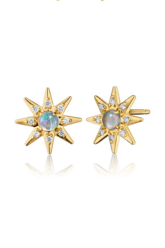 Monica Rich Kosann Water Opal & Diamond Star Studs