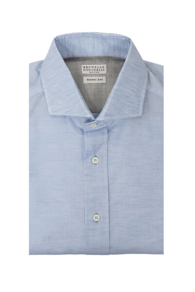 【BRUNELLO CUCINELLI】コットン 青 イタリア ペイズリーシャツ Brunello Cucinelli - Blue Paisley Cotton Sport Shirt
