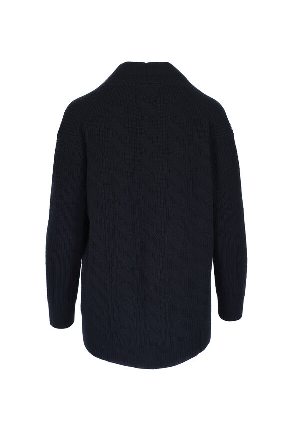 Kinross - Black Boyfriend Cable Knit Cashmere Cardigan