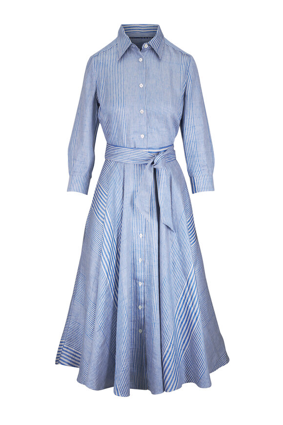 Sara Roka Danette 85 Sky & White Stripe Shirtdress