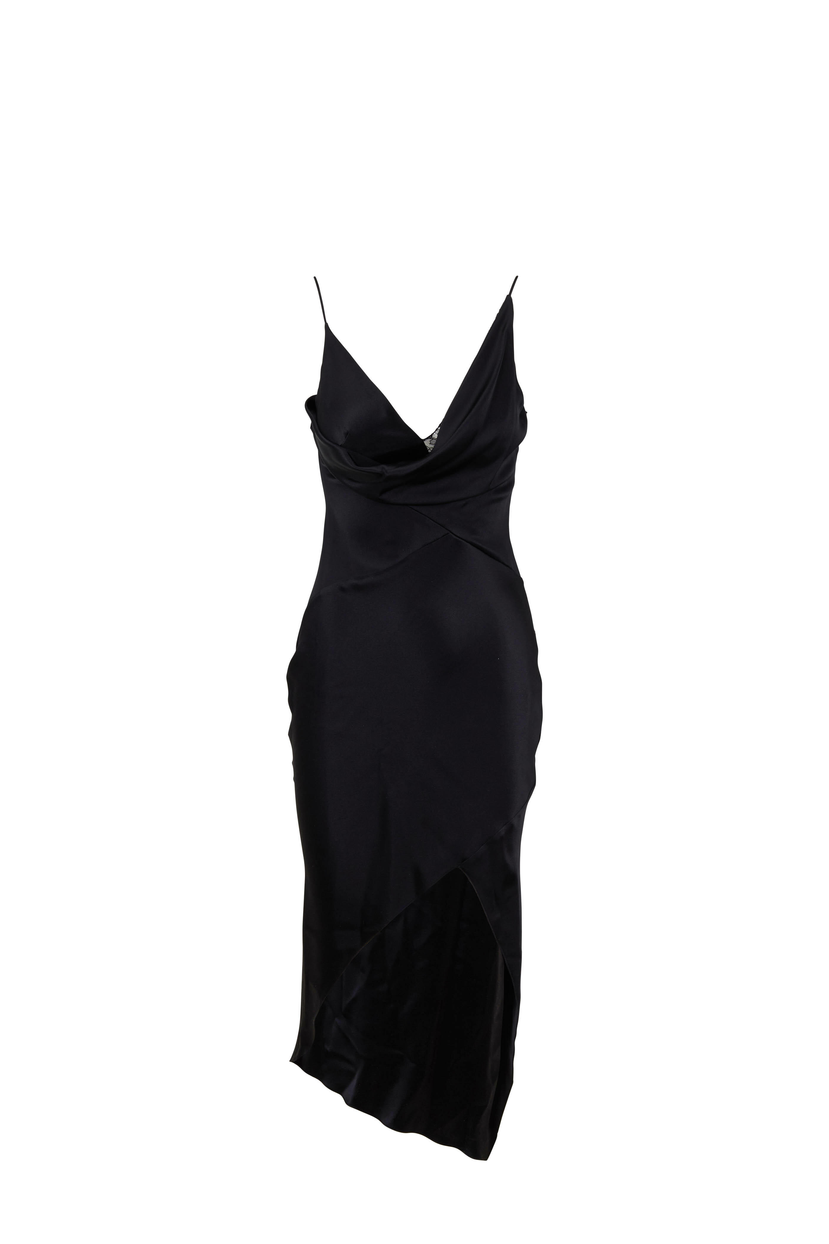 Cushnie - Hudson Black Silk Cowl Neck Sleeveless Dress