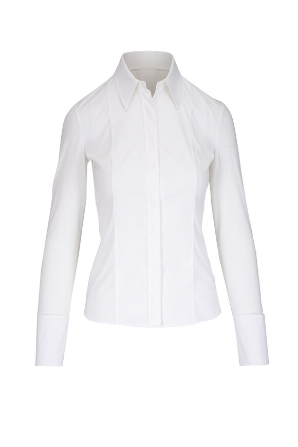 Akris Punto White Mix Media Button Down Blouse