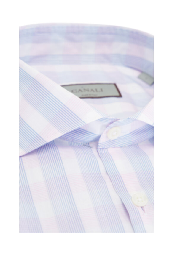 Canali - Pink & Blue Plaid Cotton Sport Shirt