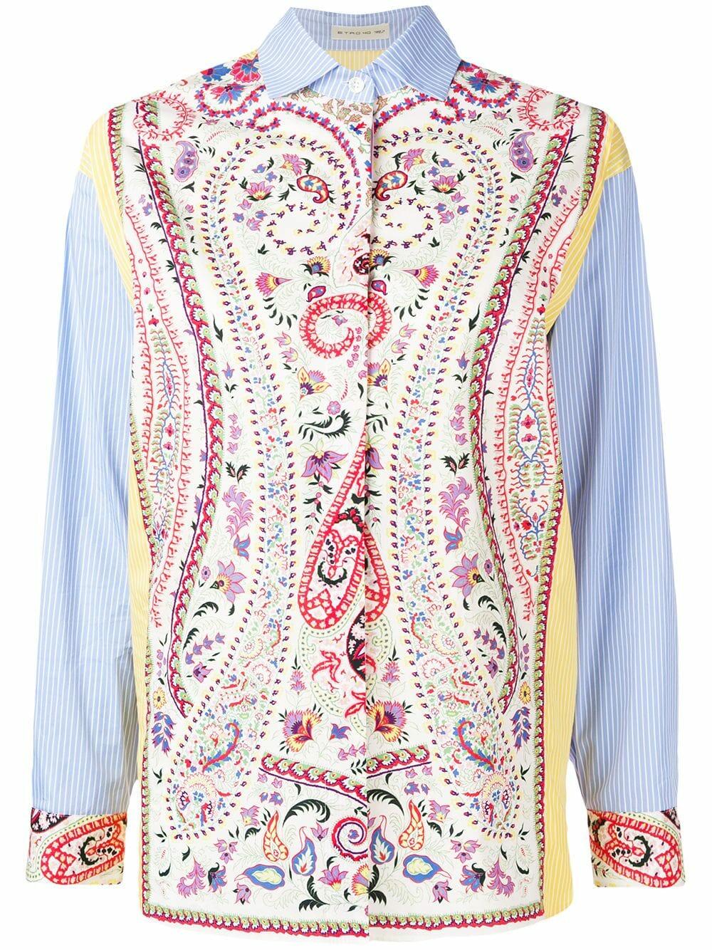 Etro - Woodstock Yellow Paisley & Stripe Button Down Top