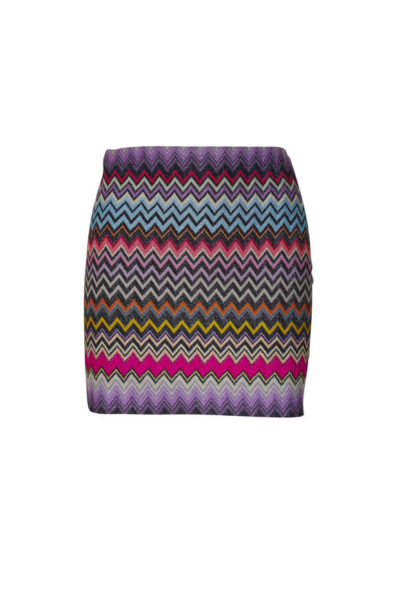 Missoni Multicolor Lurex Cheveron Mini Skirt 