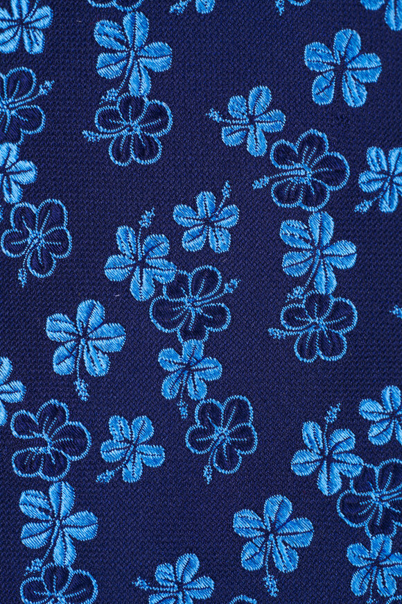 Kiton - Blue Floral Print Silk Necktie