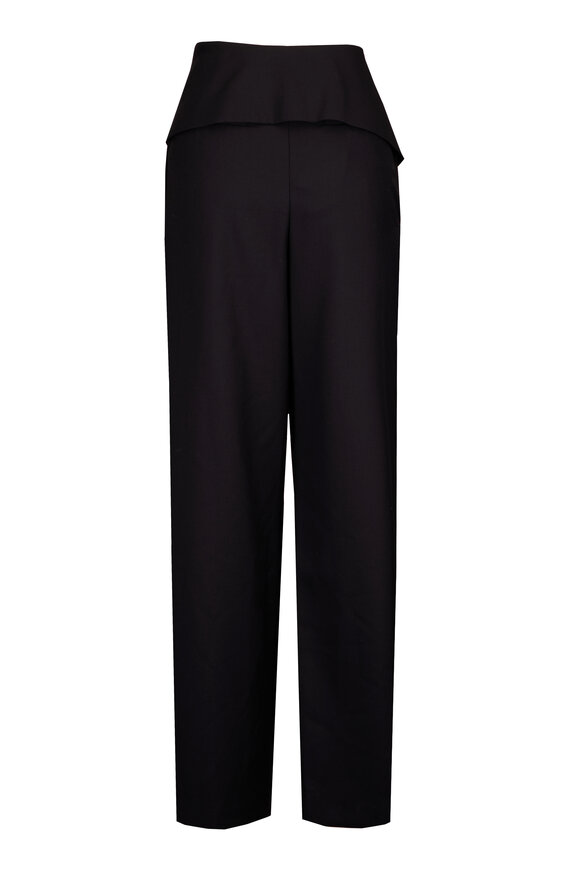 Loewe Draped Black Wool Wide Leg Pant - view 2