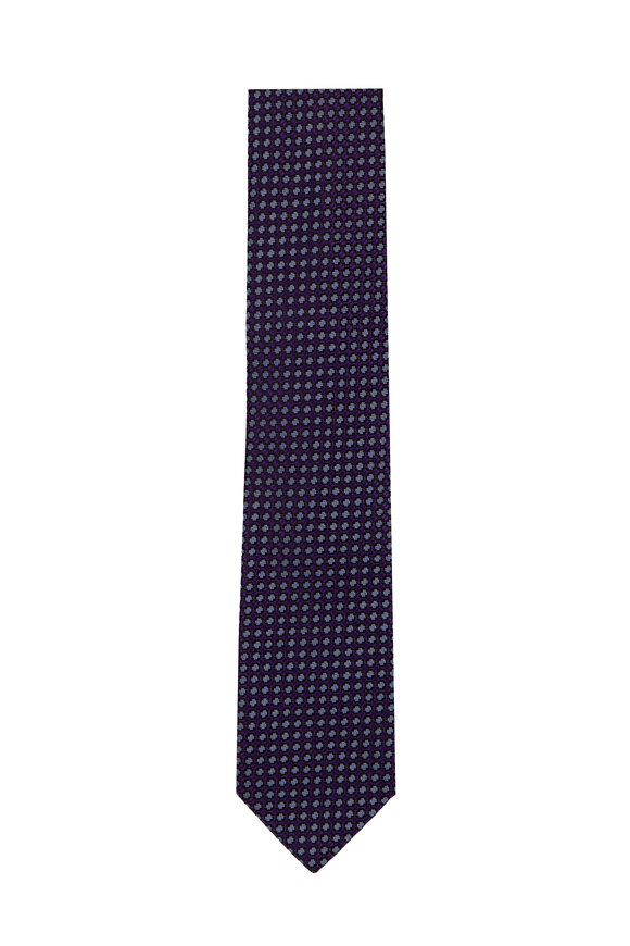 Geoff Nicholson Purple Micro Medallion Silk Necktie - view 1