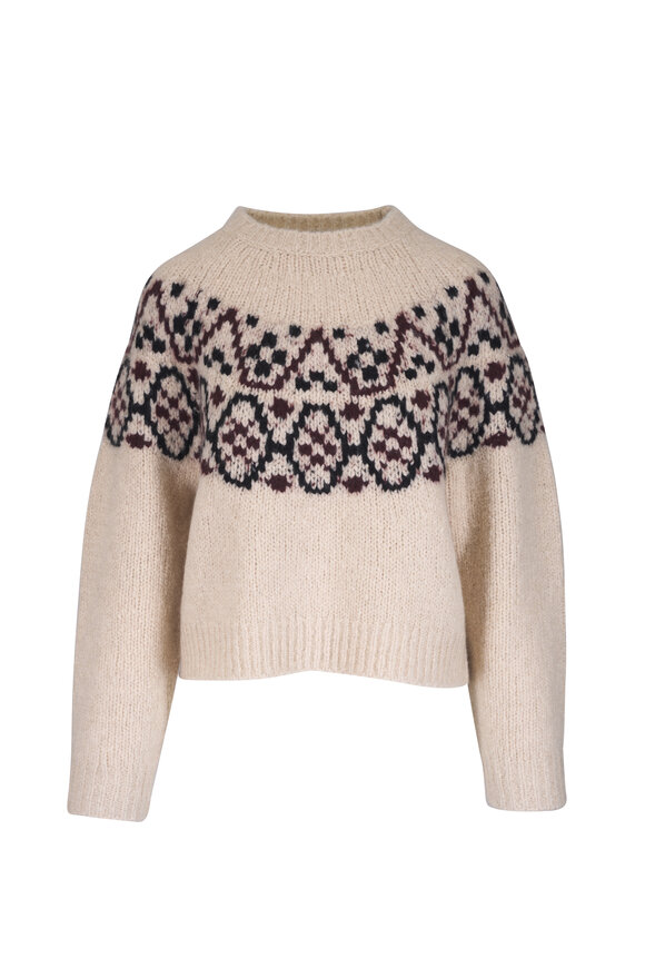 Nili Lotan Chrissy Beige Fair Isle Cashmere & Silk Sweater