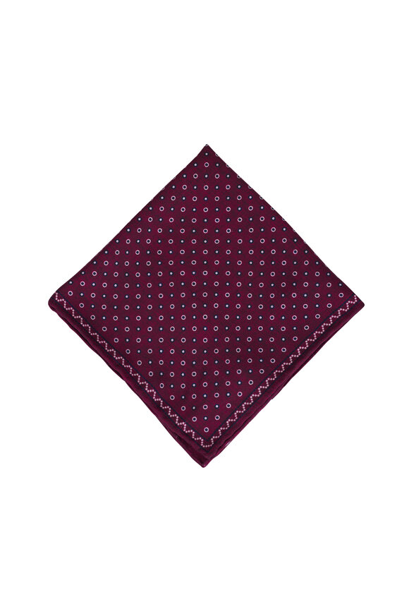 Brunello Cucinelli - Red Logo Print Silk Pocket Square
