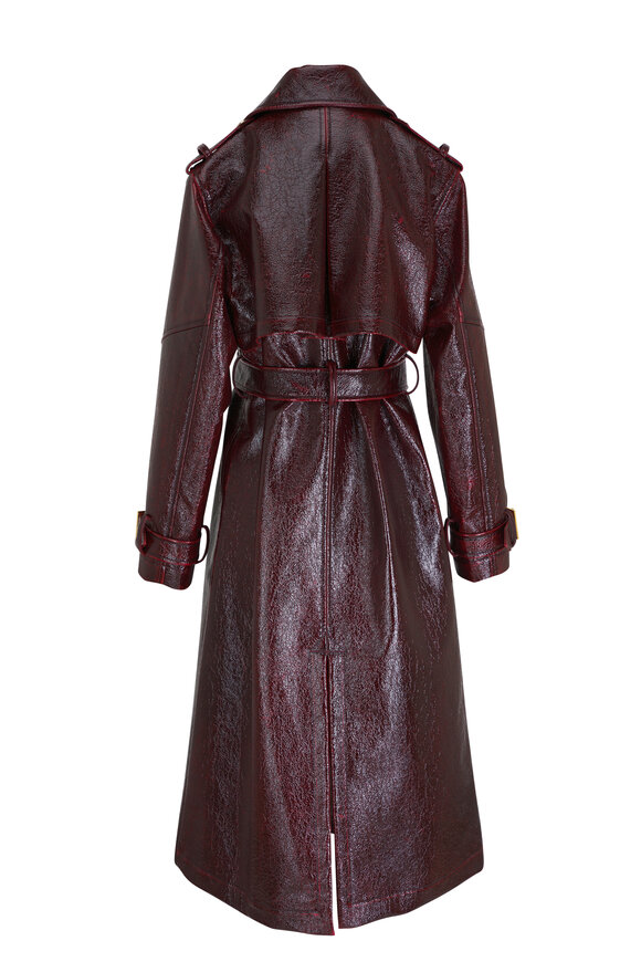 TWP - Foreign Affair Burgundy Laminated Wool Trench Coat