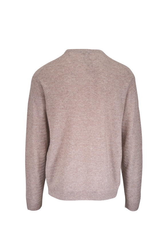 Peter Millar Crosswinds Taupe Textured Crewneck Sweater - view 3