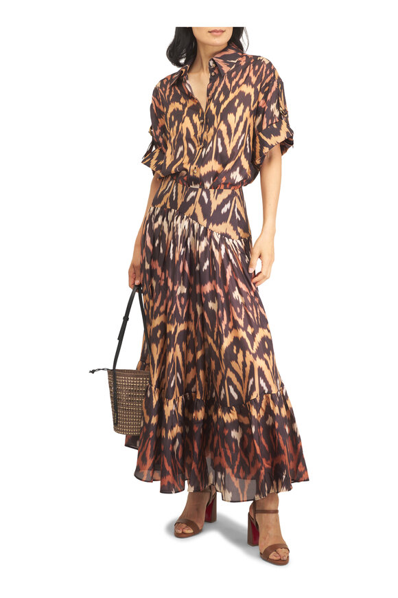 Zimmermann Aster Charcoal Ikat Relaxed Silk Shirt - view 2