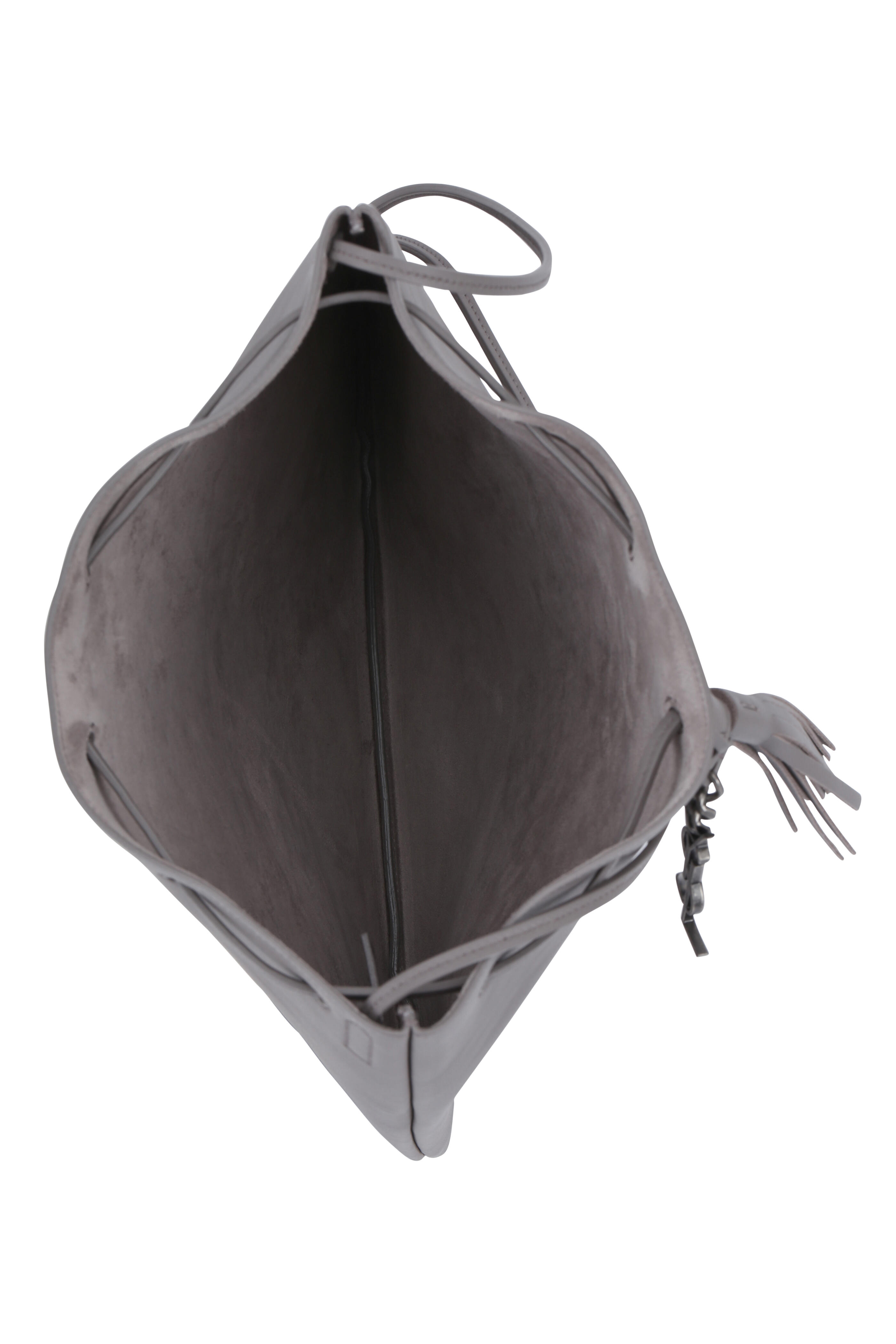 Saint Laurent - Jen Gray Leather Medium Drawstring Bucket Bag