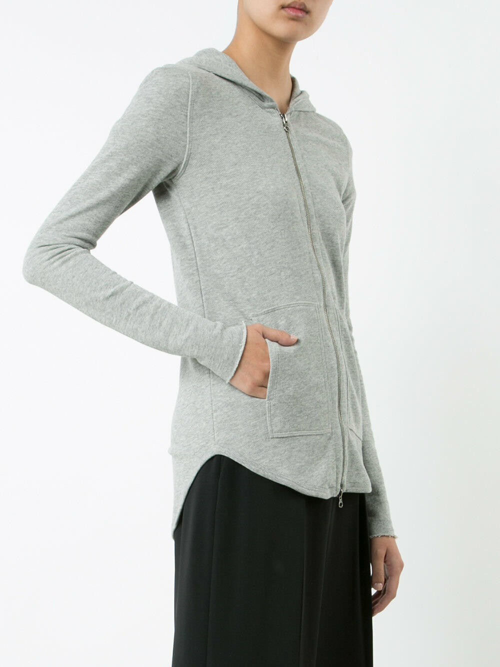 A T M - French Terry Grey Zip Front Hoodie