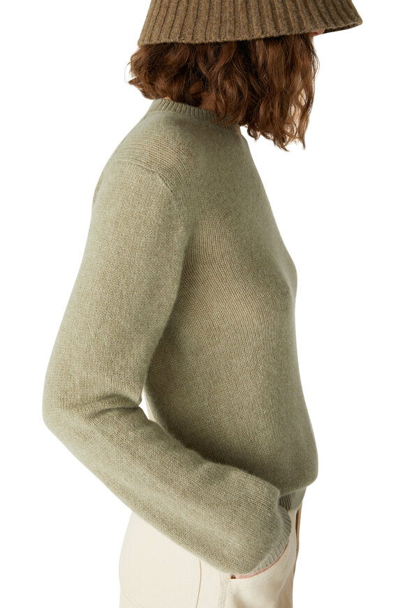 Loro Piana - Fobello Khaki Green Baby Cashmere Crewneck Sweater