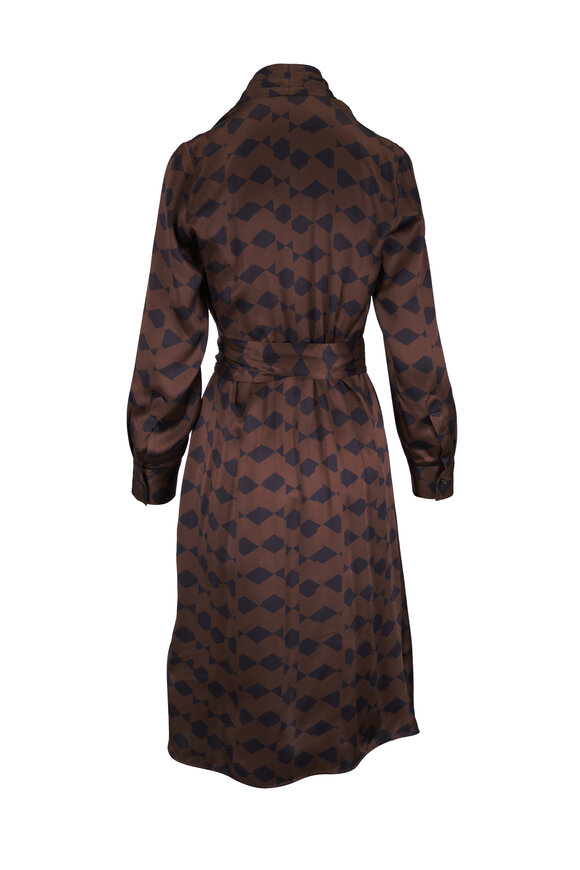 Kiton Black & Brown Print Long Sleeve Wrap Dress - view 6