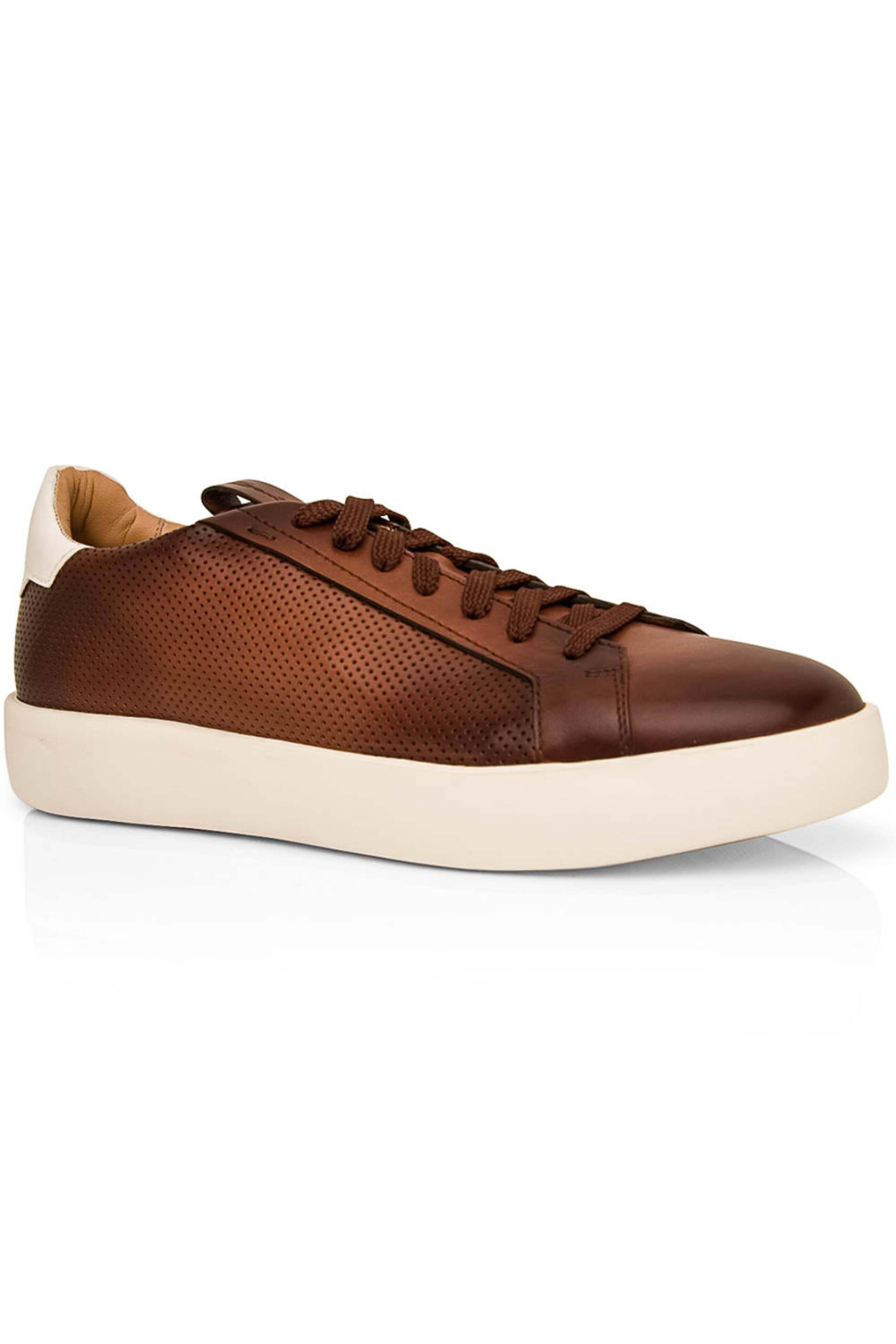 Santoni - Burgle Perforated Sneaker in Brown