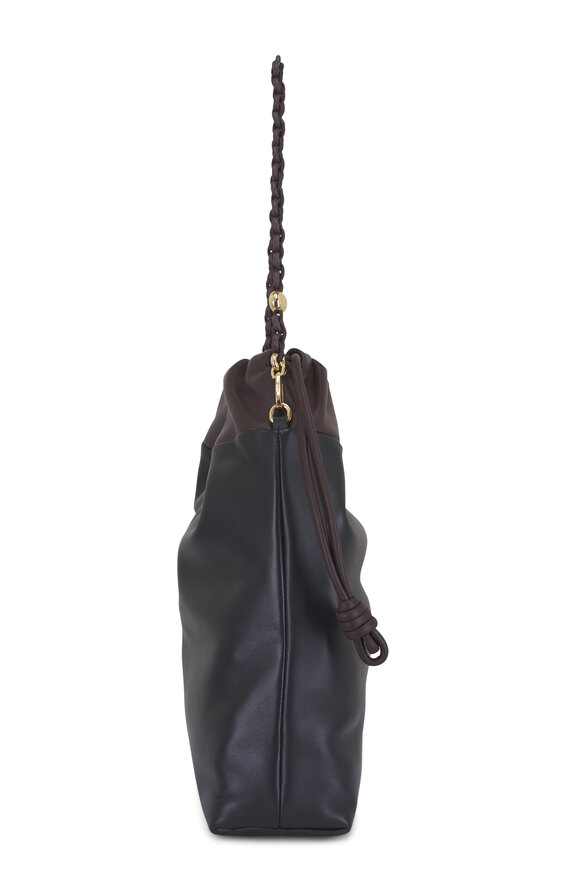 Loewe Flamenco Black & Dark Brownie Leather Tote - view 3