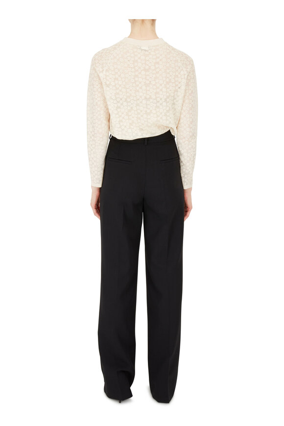 Akris - Black Wool Wide Leg High-Rise Pant