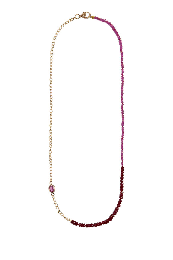 Objet-A - 18K Yellow Gold Pink Ruby & Sapphire Necklace