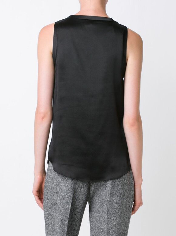Brunello Cucinelli Black Silk Scoop Neck Reversible Tank - view 4
