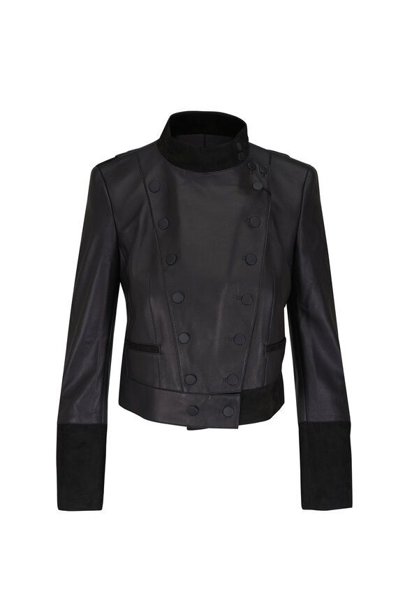 ジャケット SHORT WOOL CREPE JACKET Short Jacket in Double-Face Wool Crêpe
