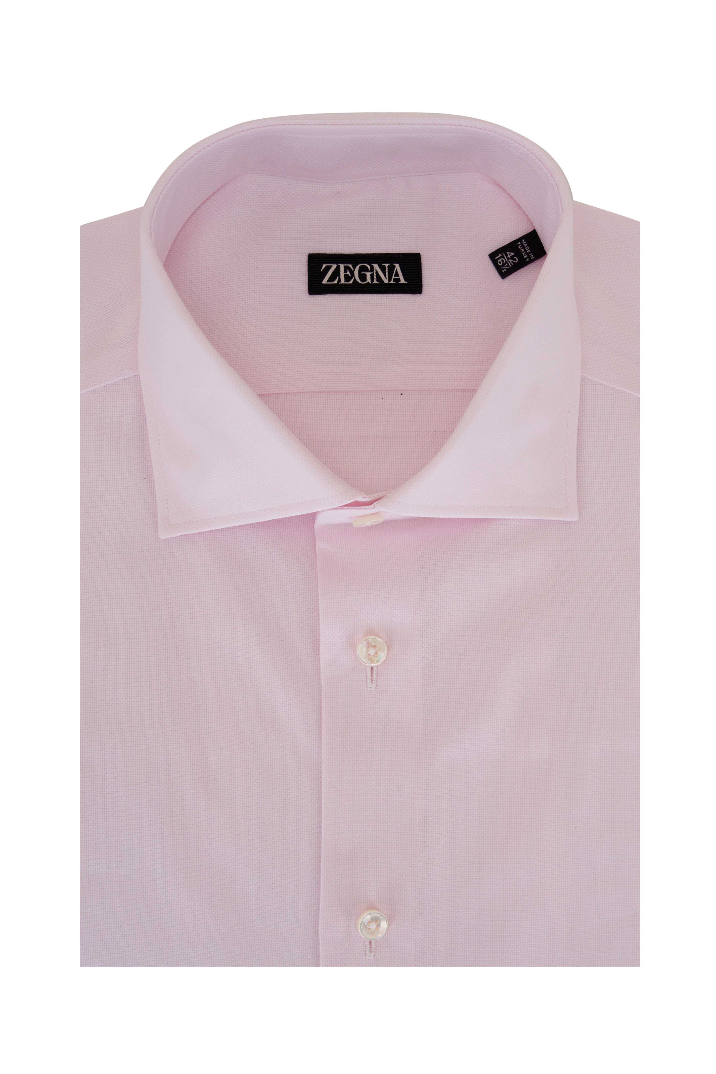 Zegna - Solid Pink Cotton Dress Shirt | Mitchell Stores