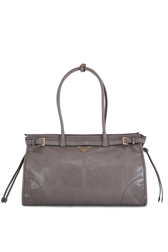 Prada Medium Gray Soft Leather Handbag
