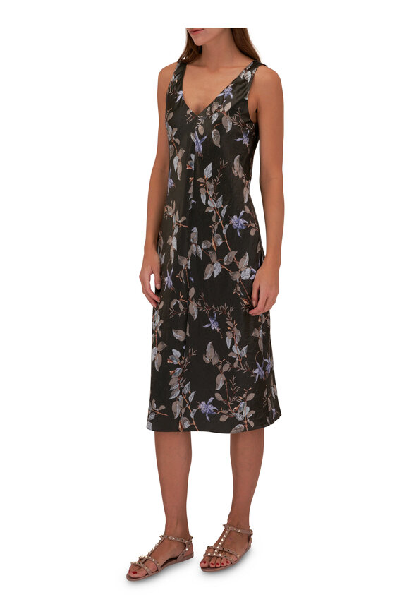 Vince - Eden Bellflower Print V-Neck Slip Dress