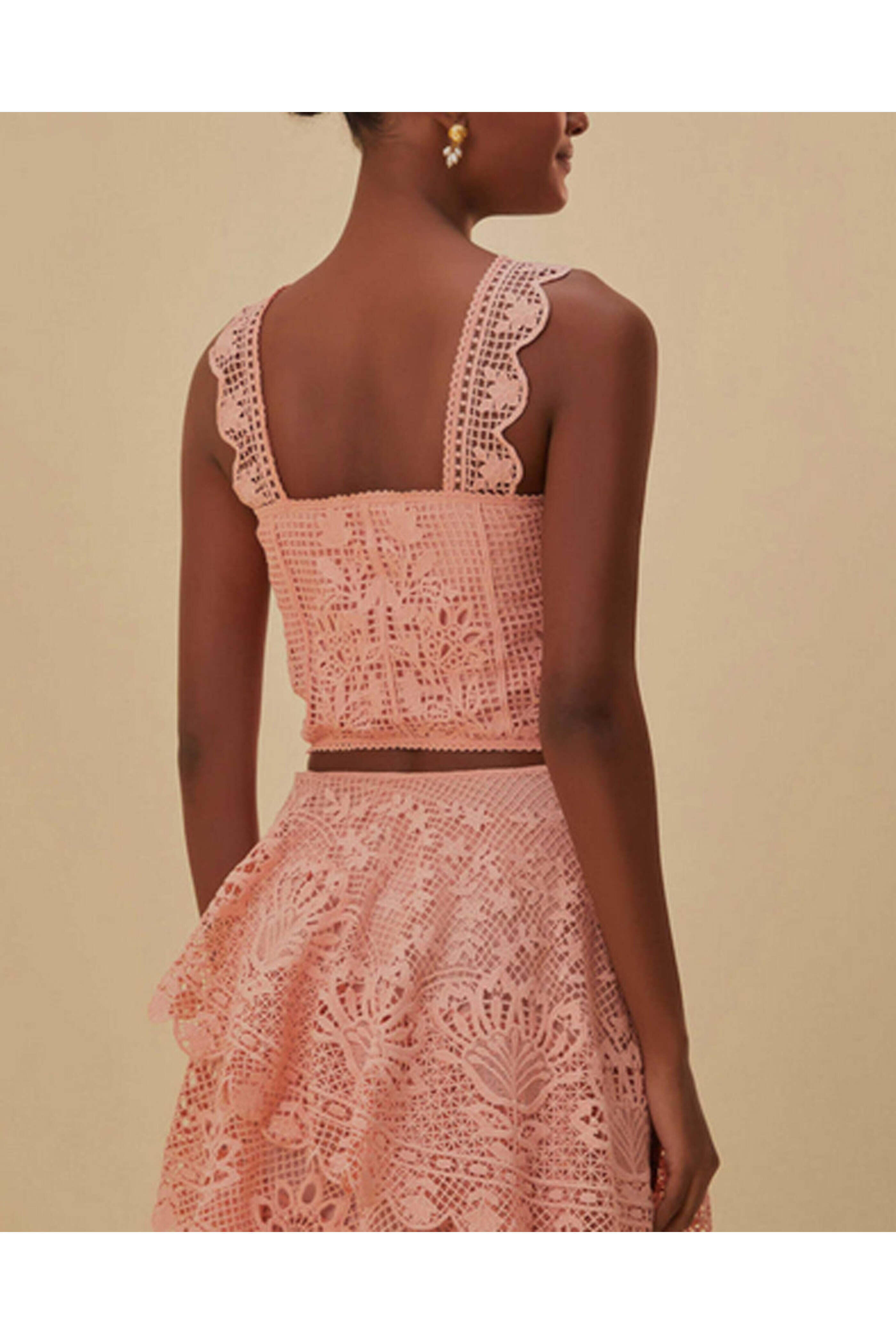 Farm Rio - Light Pink Guipure Sleeveless Corset