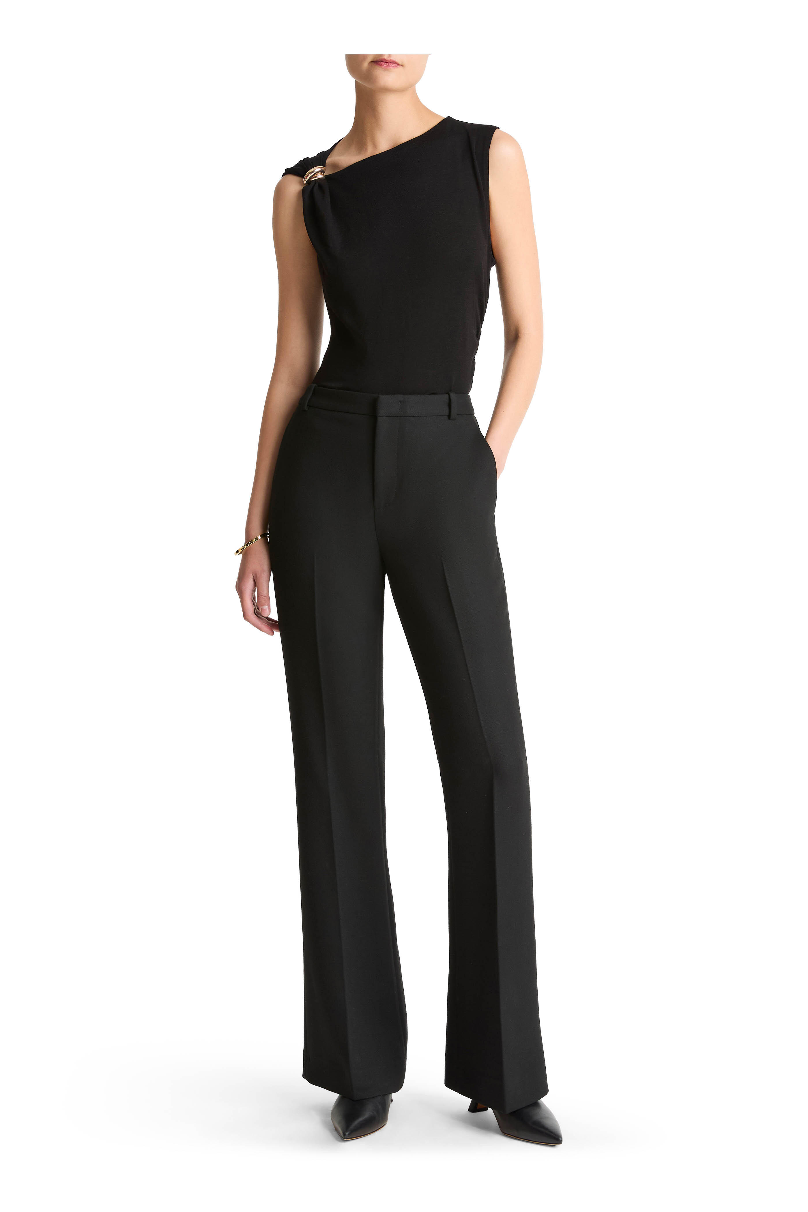 Vince - Black Cinched Shoulder Top