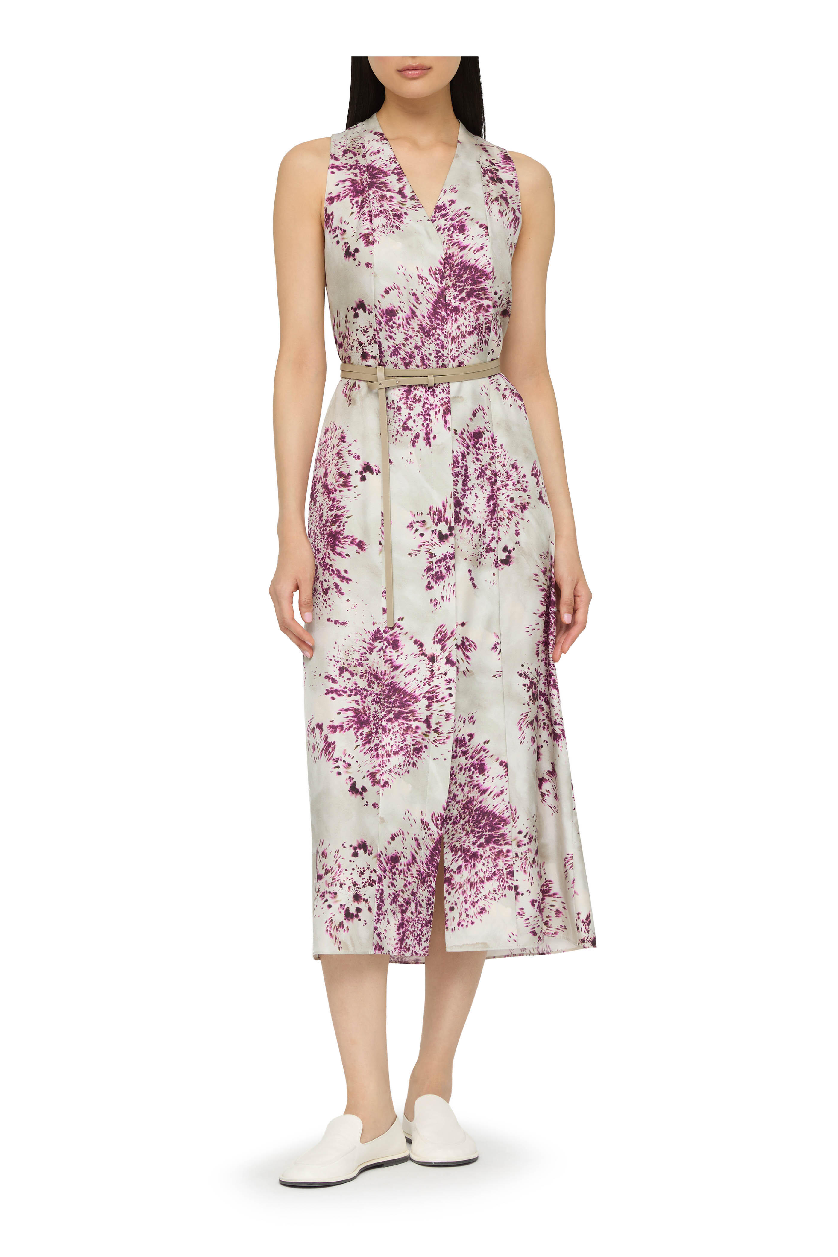 Lafayette 148 New York - Violet Spotted Glaze Print Silk Twill Dress