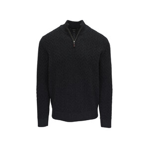 【PRY】Cross-Seam Pullover Shirt【BLACK】 Kinross Men's Black Wave Cable Knit Quarter Zip Pullover