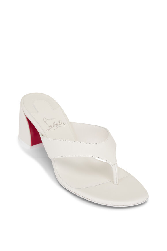 Christian Louboutin Janetonga White Thong Leather Sandal, 55mm
