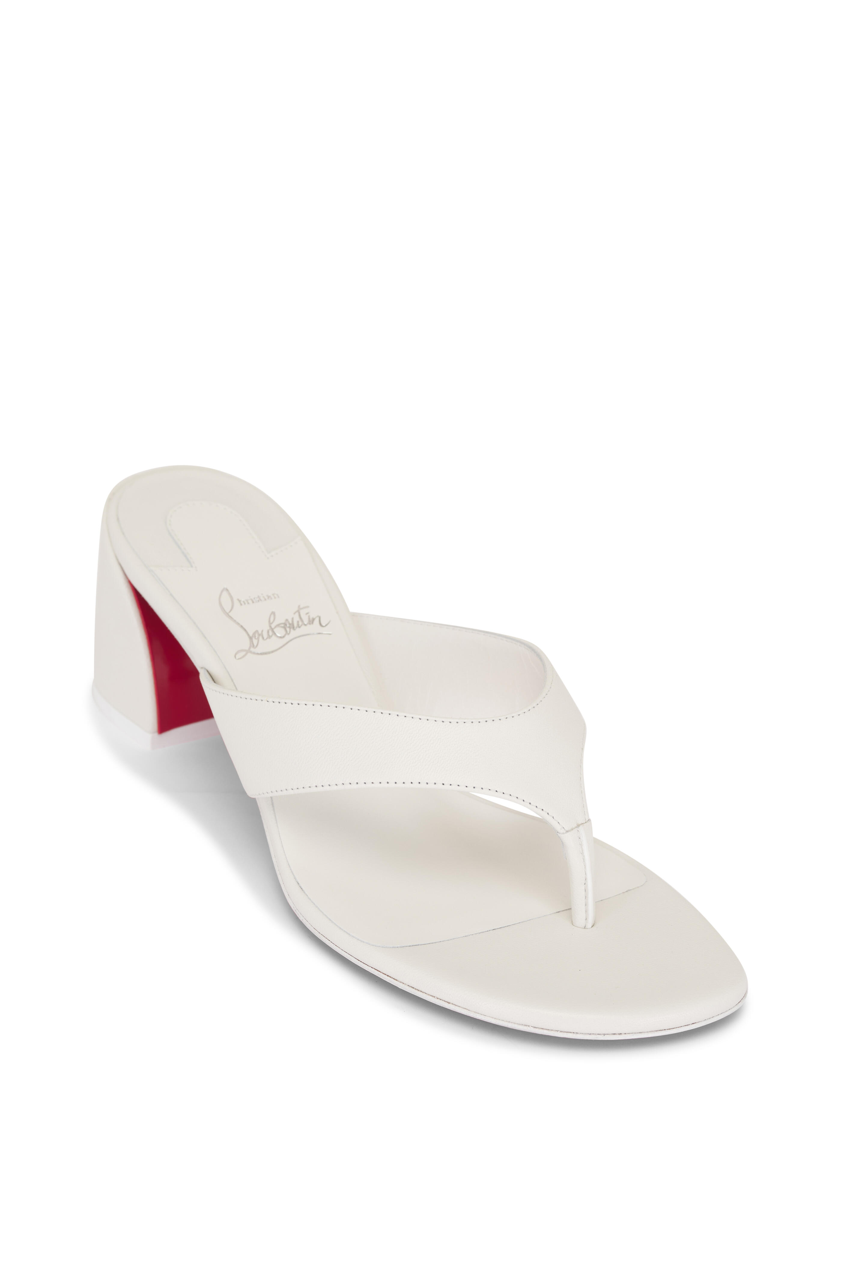 Christian Louboutin - Janetonga White Thong Leather Sandal, 55mm
