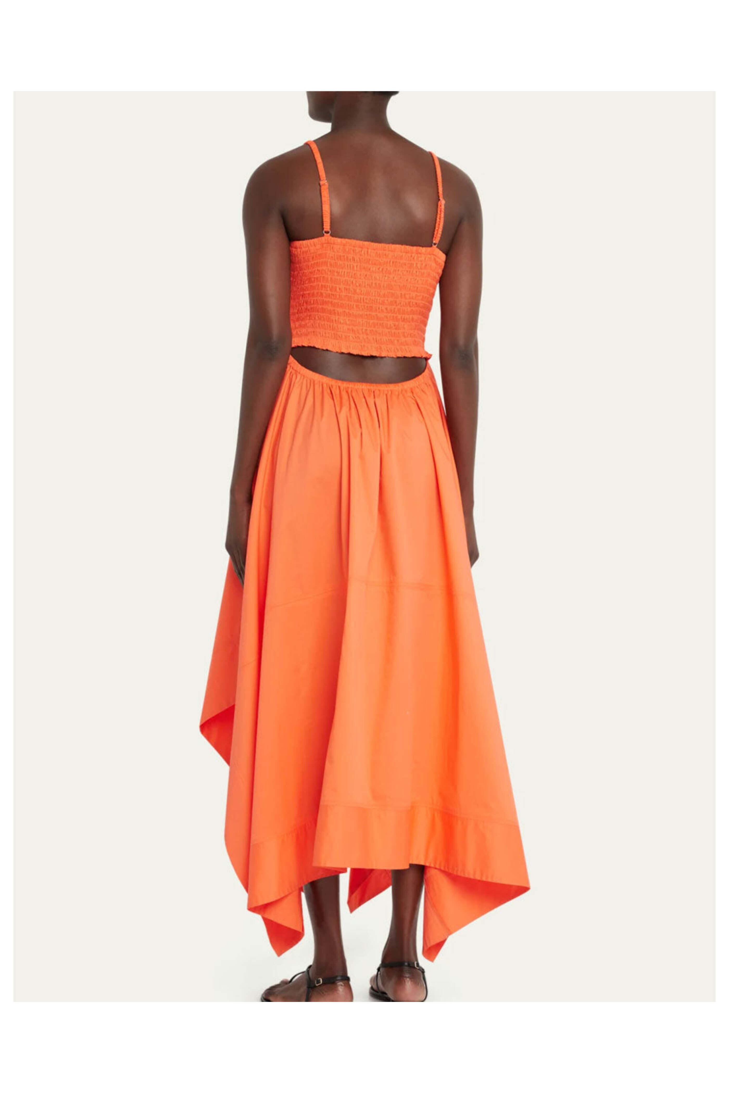 A.L.C. - Spiced Coral Adriana Smocked Midi Dress
