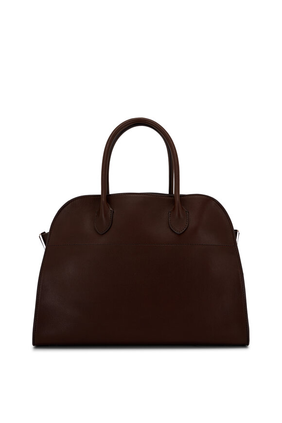 The Row - Soft Margaux 12 Deep Brown Leather Top Handle Bag