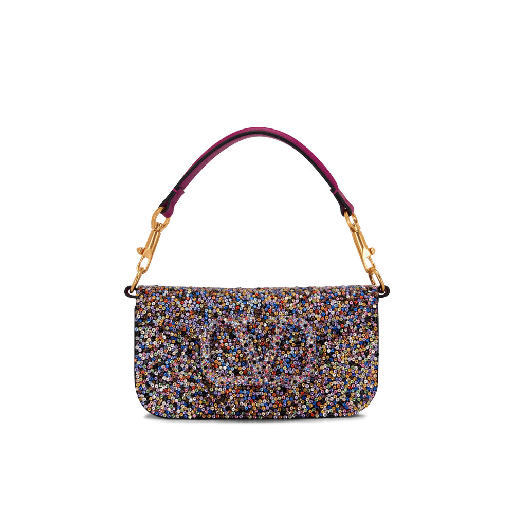 Valentino Garavani - Magenta Multi Rhinestone VLogo Shoulder Bag