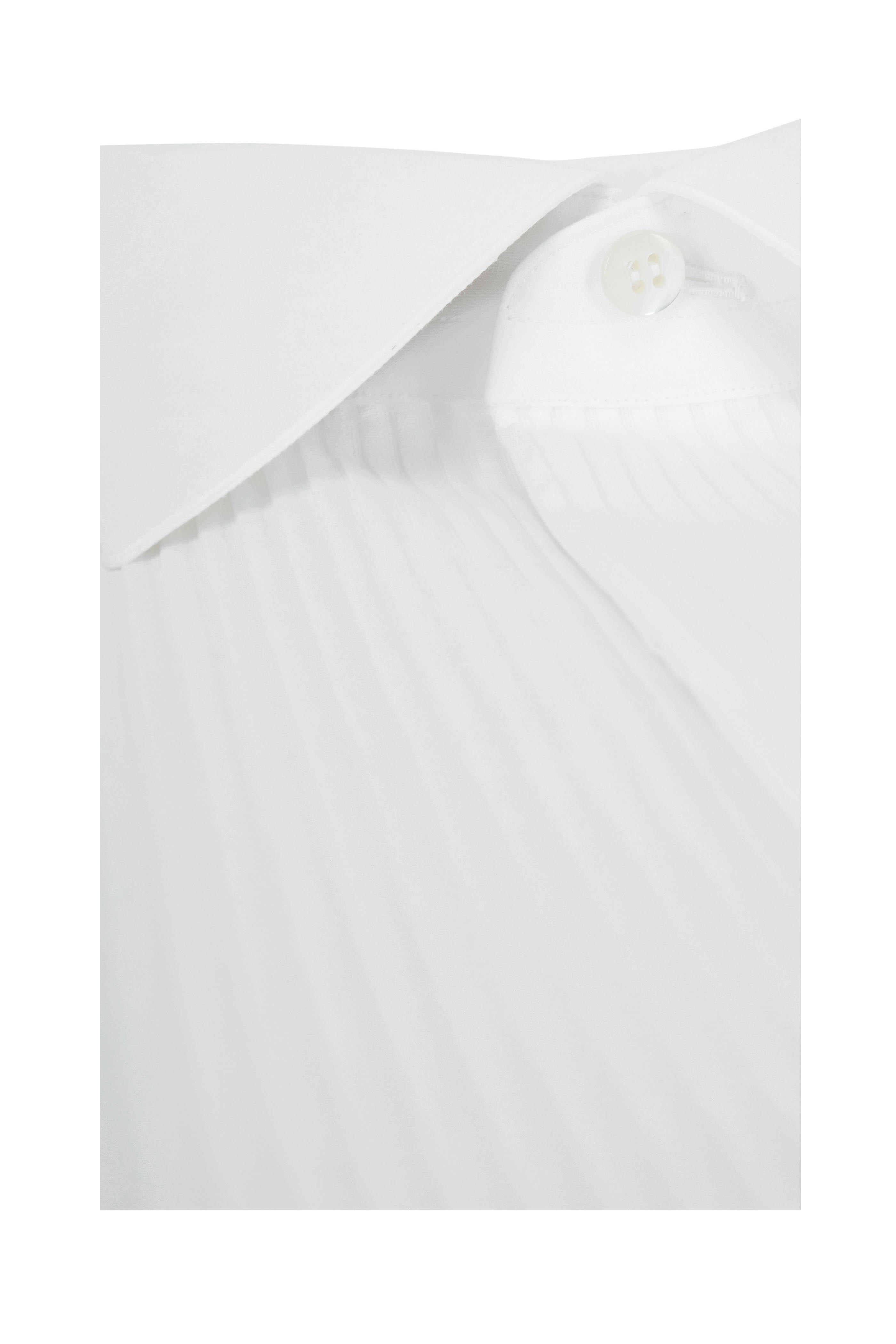 Brioni - Solid White Striped Tuxedo Shirt | Mitchell Stores