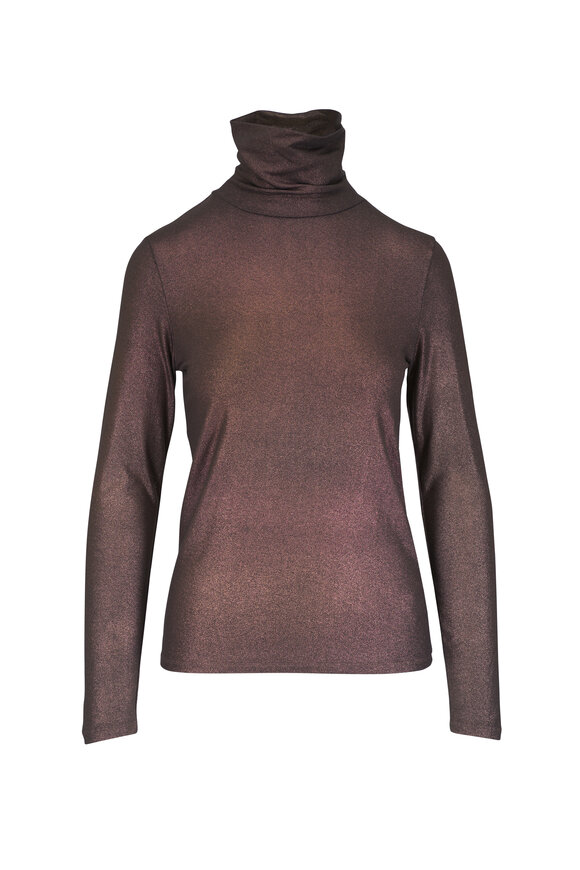 Majestic Soft Touch Gold Metallic Turtleneck