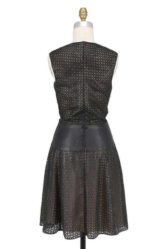 Carolina Herrera - Black Perforated Leather Sleeveless Dress