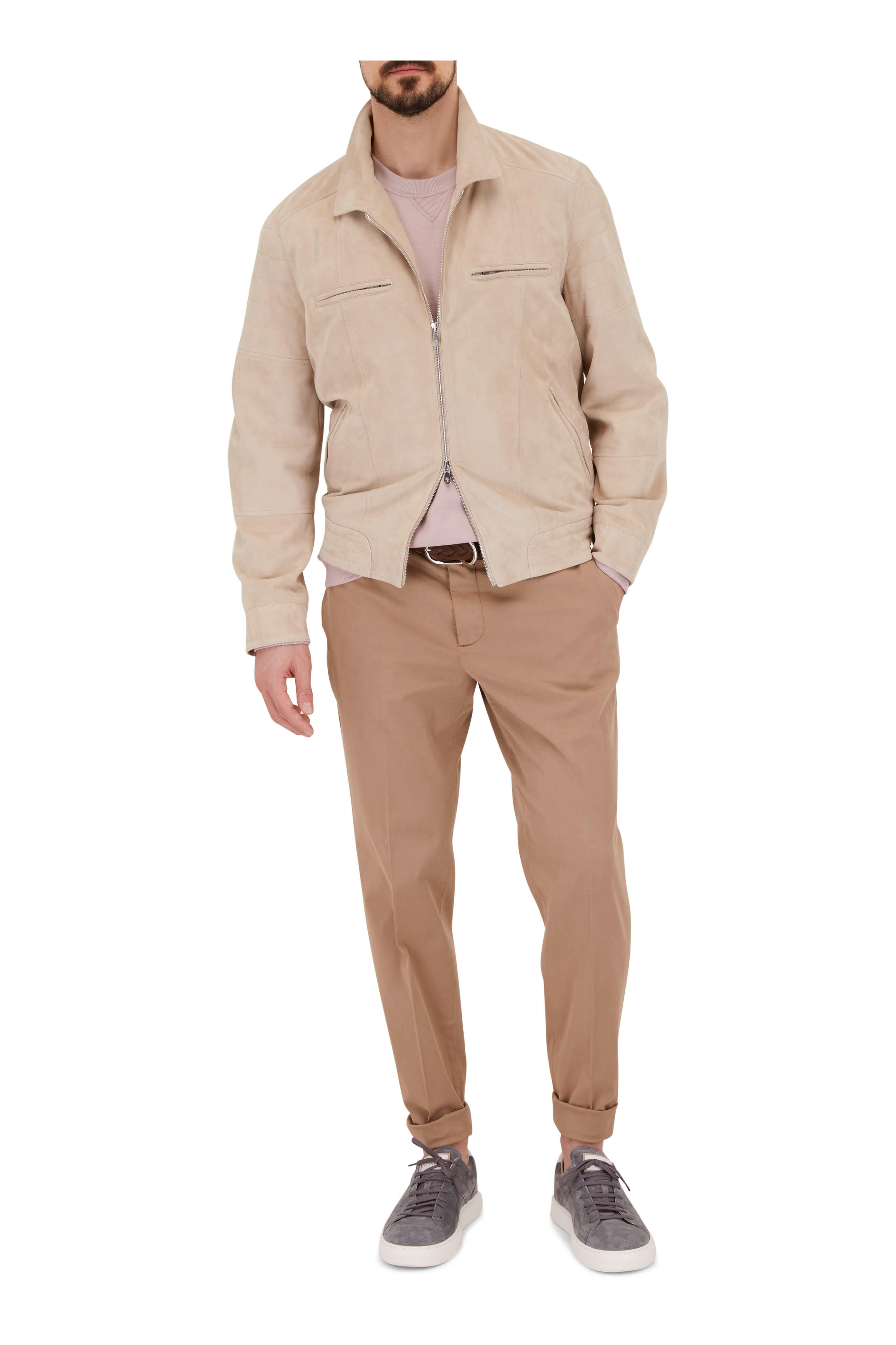 BRUNELLO CUCINELLI ジャケット Brunello Cucinelli Men's Full-Zip Leather Jacket with