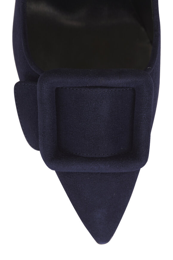 Manolo Blahnik Maysale Navy Suede Pump, 70mm - view 5