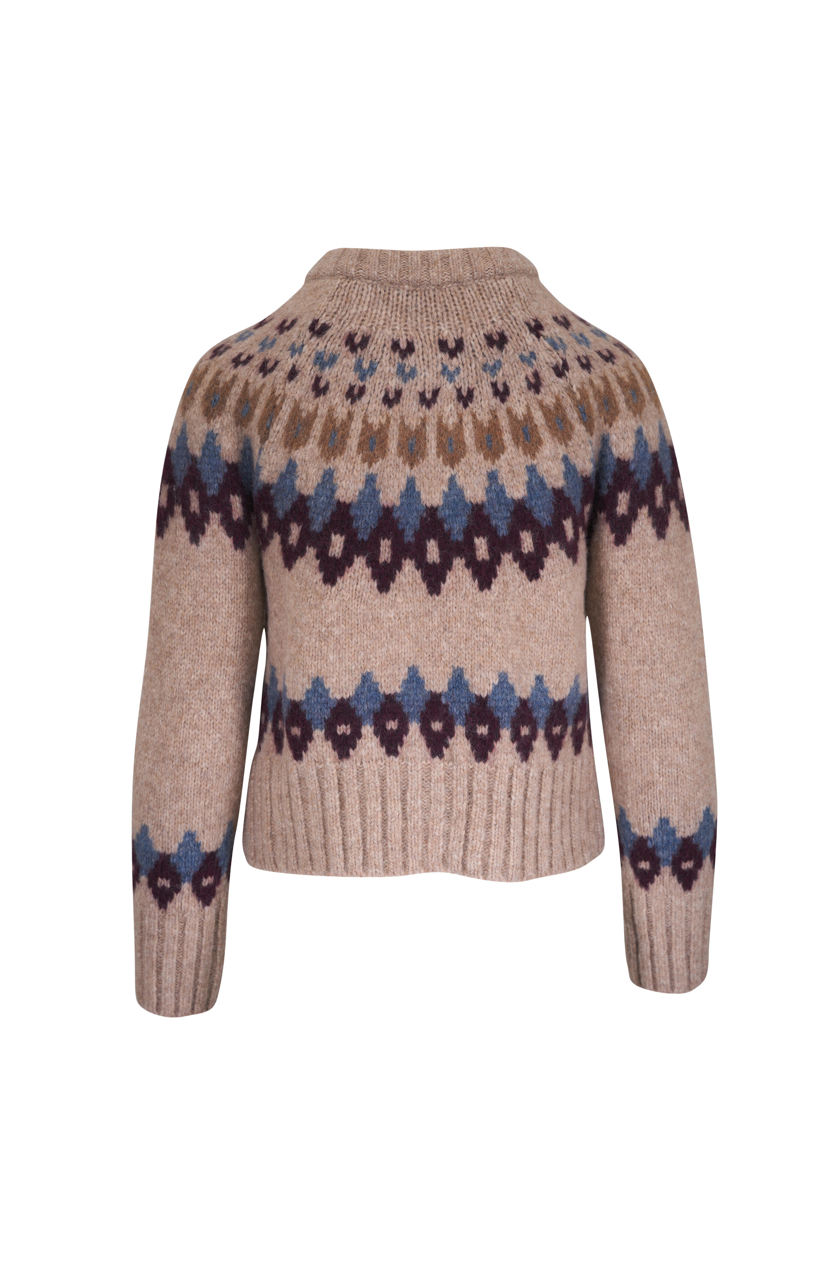 Veronica Beard - Christina Oatmeal Mélange Multi Fair Isle Cardigan